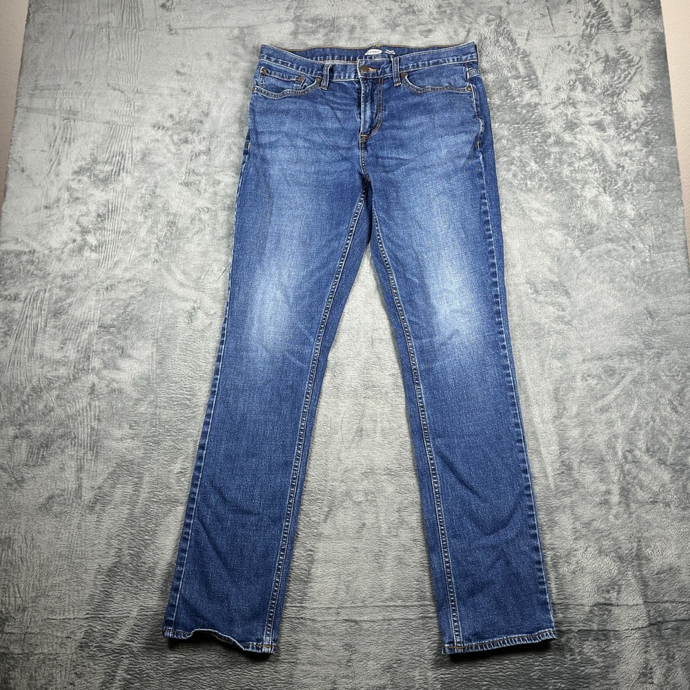 Old Navy Jeans Mens 32X34 Blue Denim Cotton Stretch Build In Flex Straight Leg